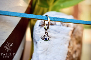 all seeing eye earring hoop huggy